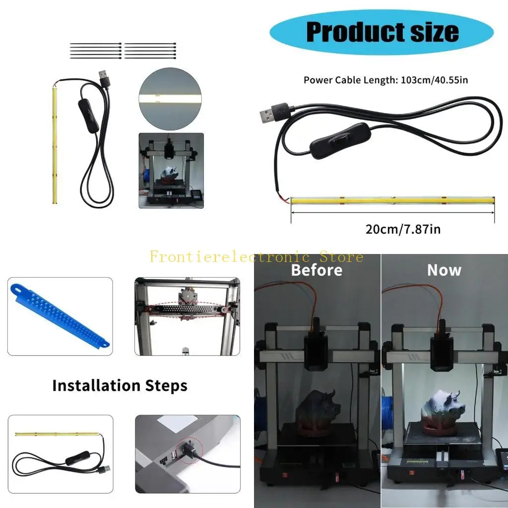 

G8DB LED Light Strips with USB Connection for Kobra3 LED Light 5V Lighting Lamp 3D Printer Components High Illuminations