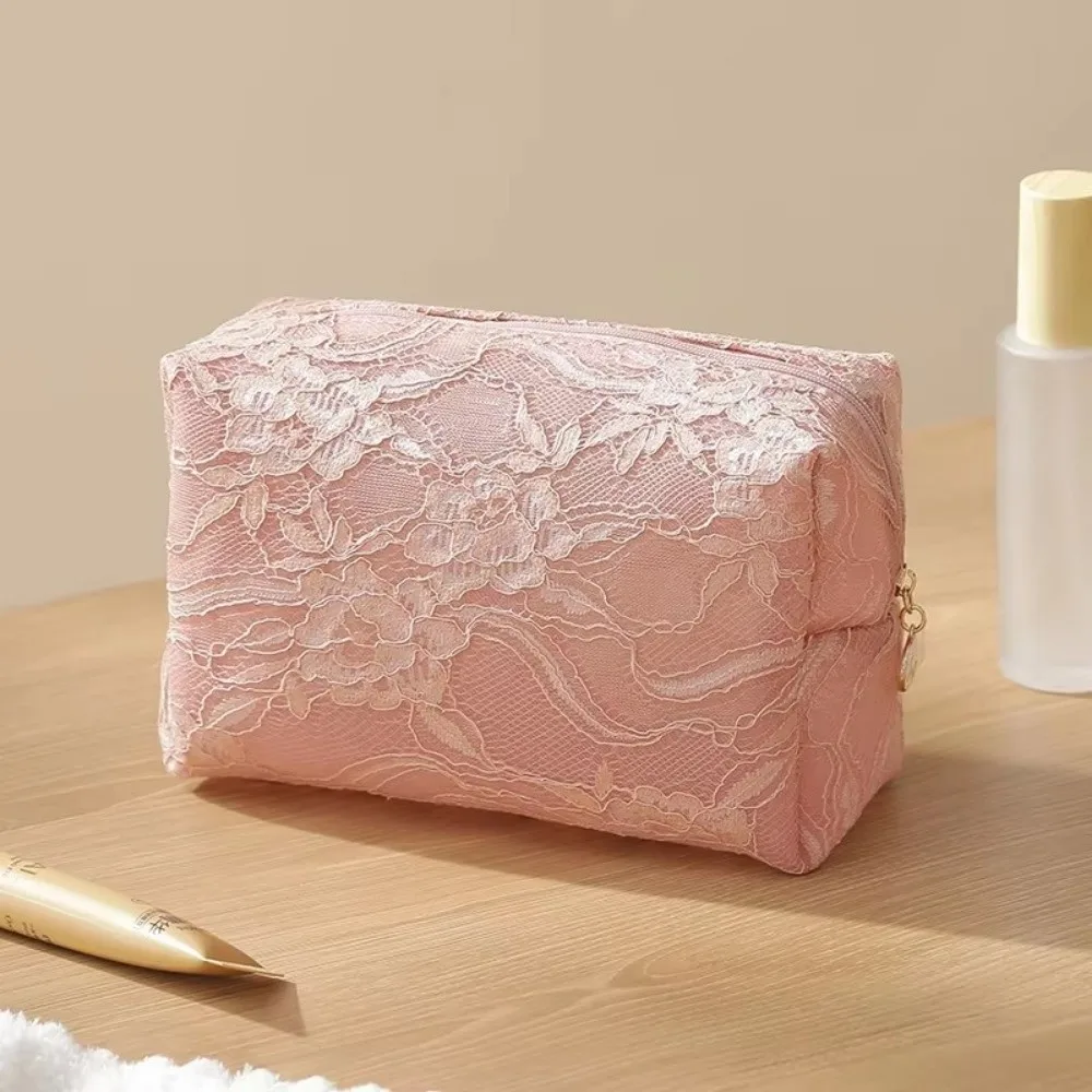 2026 الأزهار الدانتيل حقيبة مستحضرات تجميل شبكة مقاوم للماء حقيبة مستحضرات التجميل سعة كبيرة زهرة مطبوعة السفر حقيبة التخزين التخزين المنظم