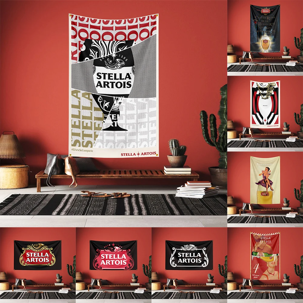 

3X5FT 90X150CM S-STELLA ARTOISs Wine Banner Polyester Printed Alcohol Wine Banner For Decor Drink rum Wine Banner