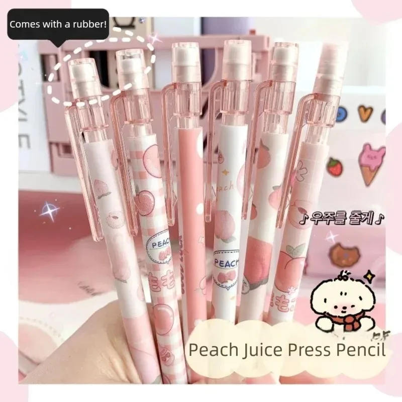 6PCS Kawaii Automatic Pencil Set Replaceable 0.5mm Lead Pencils No Lead Breaking Art Pencils Office Supplies ZDQB01