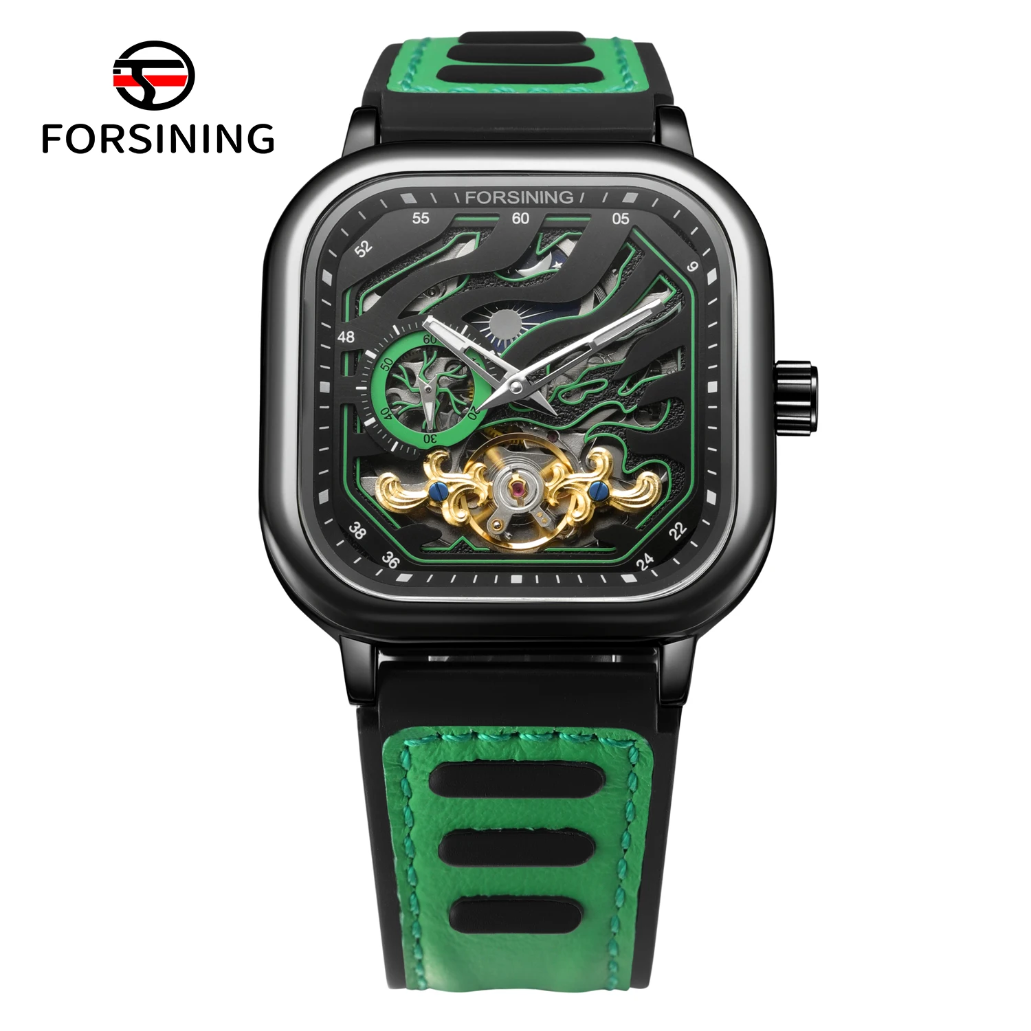 2025 New Design Custom Classic Stylish Business Skeleton Mechanical Watch with Logo Water-Resistant 41MM Square Automatic Watch
