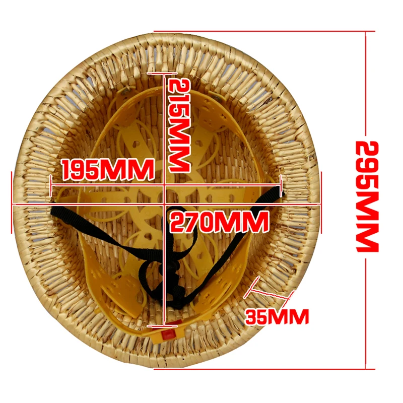 Kask kaski konstrukcyjna z pełnym rondem, oddychająca męska hełm ochronny damska, 6-punktowa, bambusowe rattanowe splot