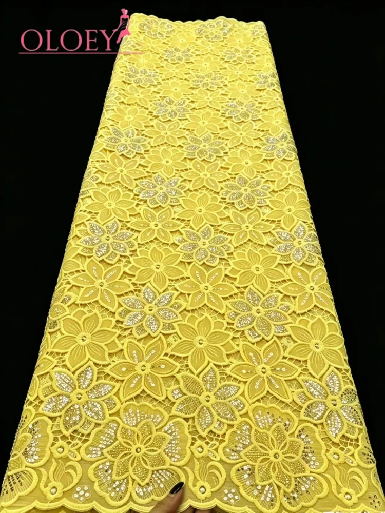 OLOEY Reiner französischer Tüll-Netz-Pailletten-Spitzenstoff, hochwertiger afrikanischer Hochzeits-Spitzenstoff für Damen, Abendkleid, Partykleid, 5Y