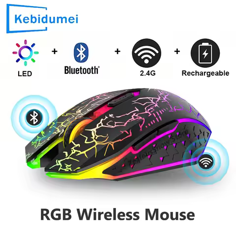 Wireless Mouse Bluetooth 2.4G Dual-mode Rechargeable Mouse RGB Backlight E-Sports 800-1200-1600 DPI Mice for PC Laptop Macbook