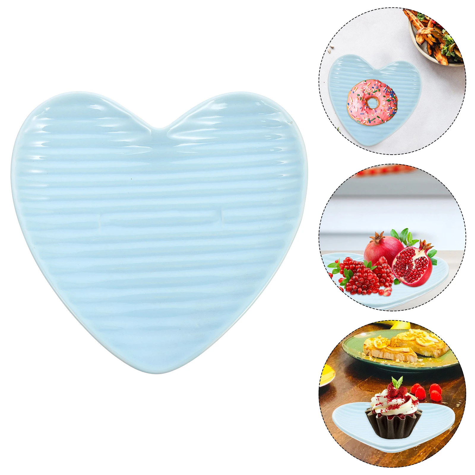 

1Pcs Love Shaped Ceramic Tray Authentic Design Dessert Display Tray Ideal for Home Restaurant Cake Snack Serving