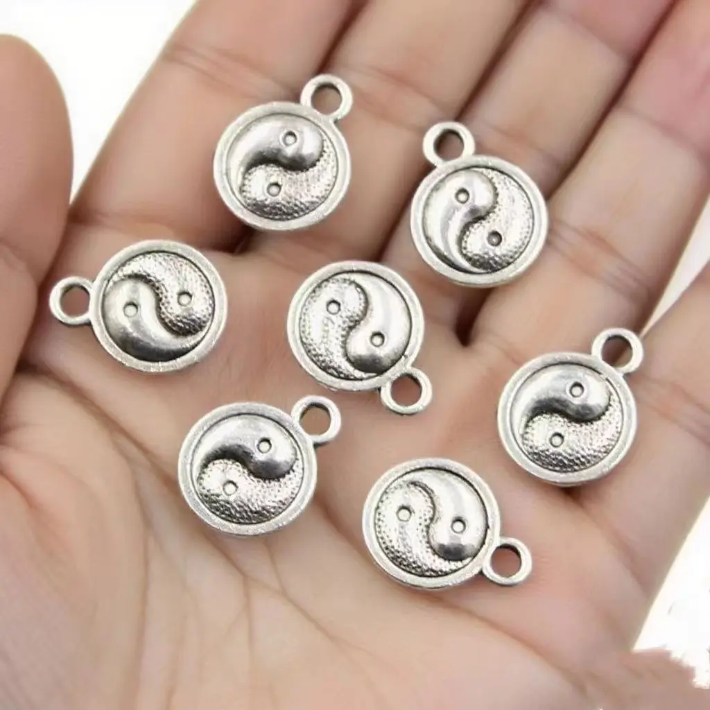 20Pcs/Lot Charms Tai Chi Yin Yang 13x10mm Antique Making Pendant fit,Vintage Tibetan Silver color,DIY Handmade Jewelry