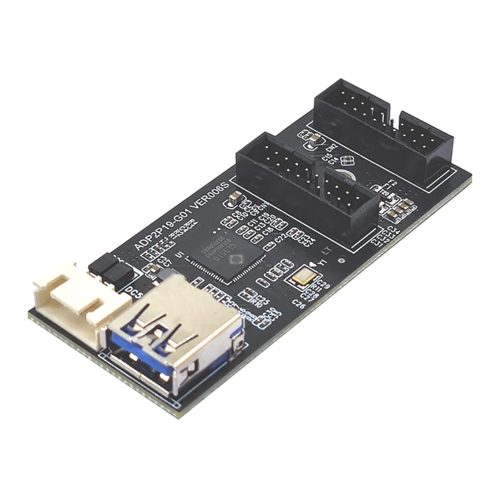 19pin do typu E + 19Pin płyta główna 1 do 2 Splitter USB 3.2 GEN 1 piasta konektor A-KEY 19Pin do podwójnej karty rozszerzeń 19P