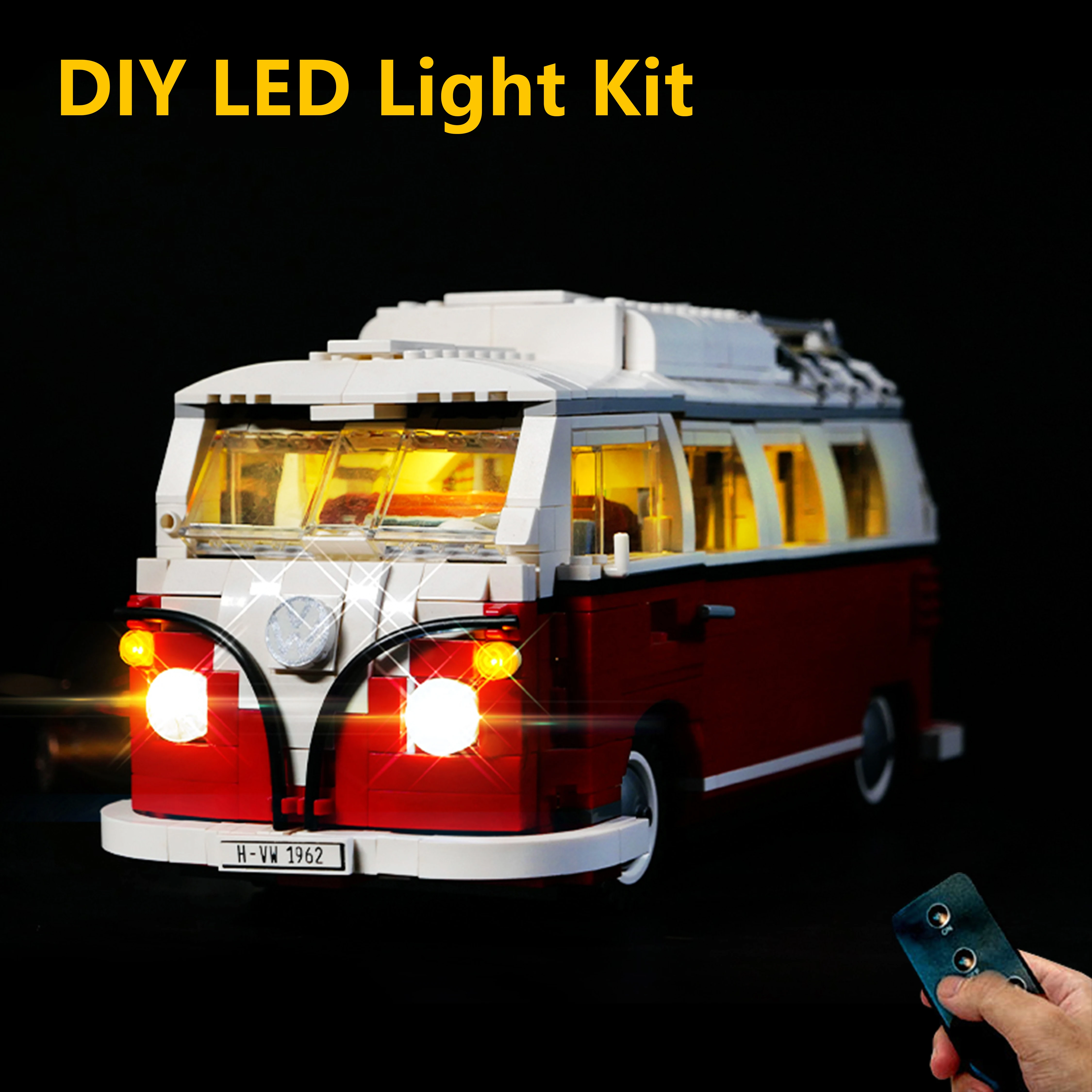 

DIY LED Light Kit 10220 Classic Camper Van Building Block Model Remote Control Decorative Lighting Accessories Lights Only Gift