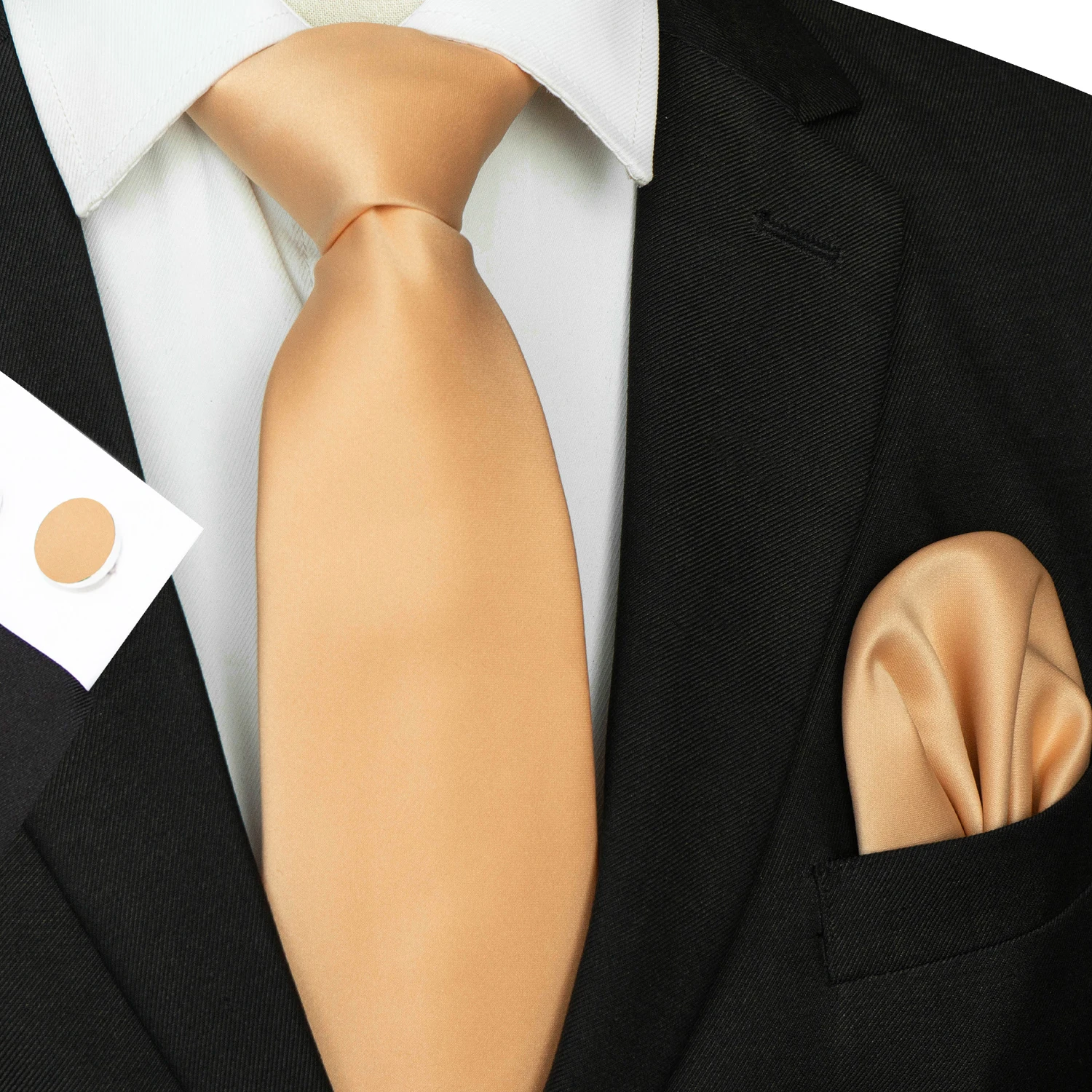 30 verschiedene Farben, solide Polyester-Krawatten für Herren, Einstecktuch, Manschettenknöpfe, Geschenk, Hochzeits- und Party-Accessoires, 8cm Krawatten-Set, kostenloser Versand – Detail 11