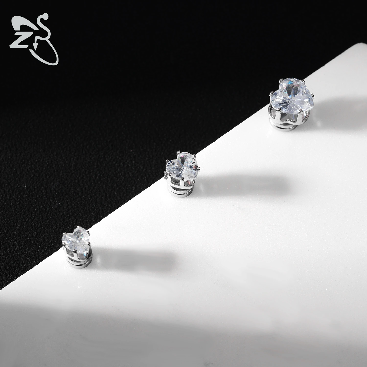 Zdjęcie 5: ZS 1-częściowe magnetyczne kolczyki zatrzaskowe w kształcie gwiazdy w kształcie serca CZ Kryształowy klips do ucha Bez przekłuwania kolczyków Biżuteria 4-8MM