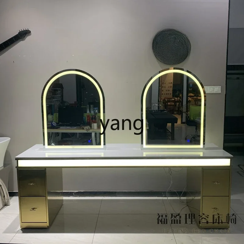 LTT hair salon mirror table hair salon special high-end hair cutting mirror cabinet integrated