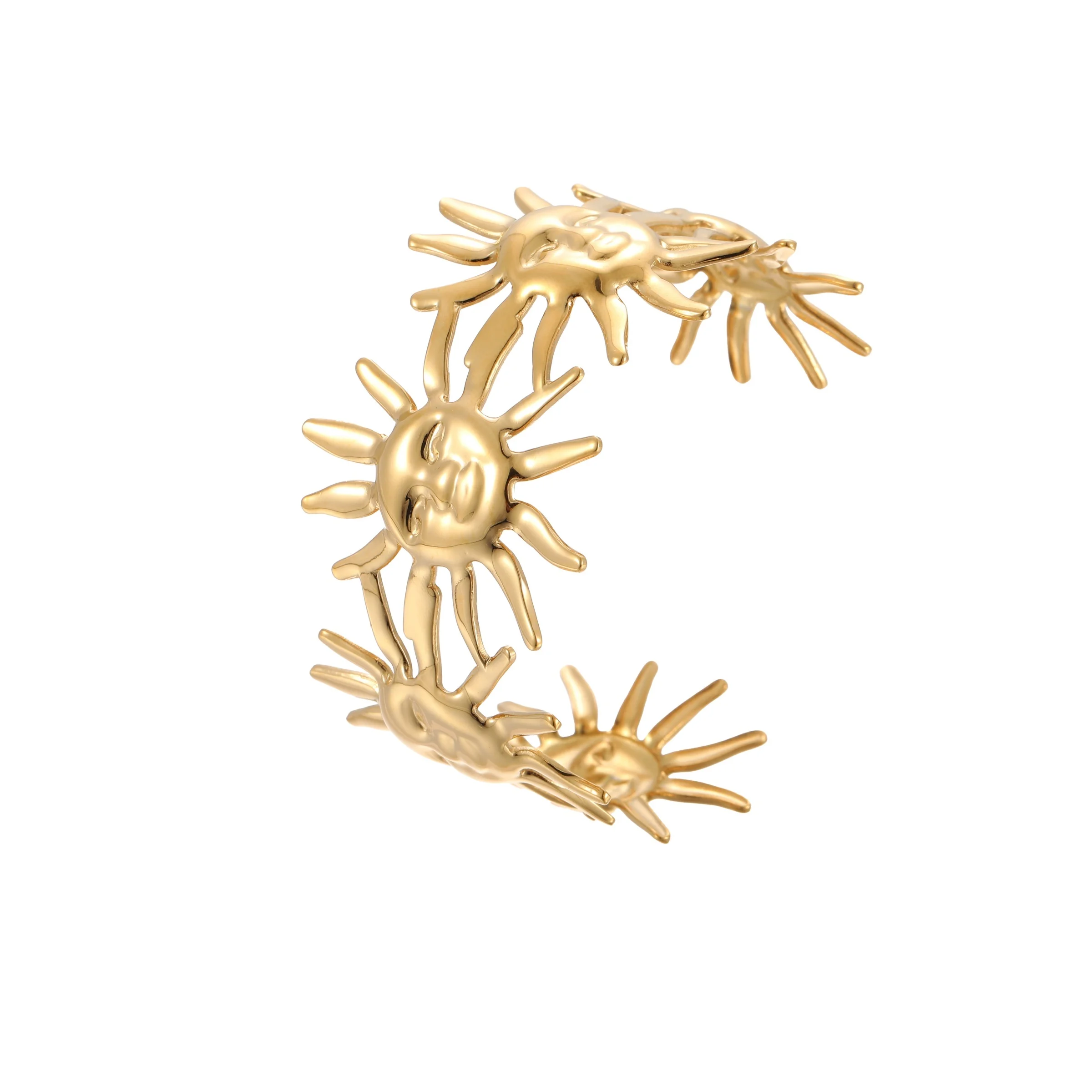 NIMAI Ocean Jewelry Design Freedom Sun Flower الفولاذ المقاوم للصدأ الذهب والفضة مقاوم للماء الإسورة الكفة سوار لقضاء عطلة #6