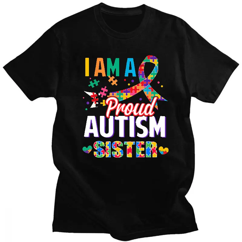 Women Aesthetic Clothing Autism Awareness Cotton T-Shirt Proud Accept Understand Love Tees Fashion Y2k Graphic Tops Streetwear