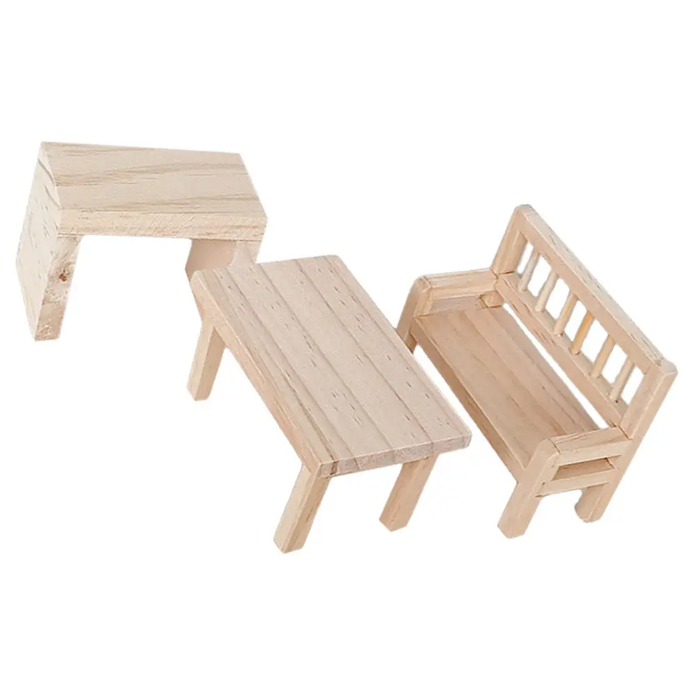 

1Set Mini Wooden Chairs Detailed Workmanship Lovely Look Not Fade Deform Break Easy Creative Leisurely Scene Decoration