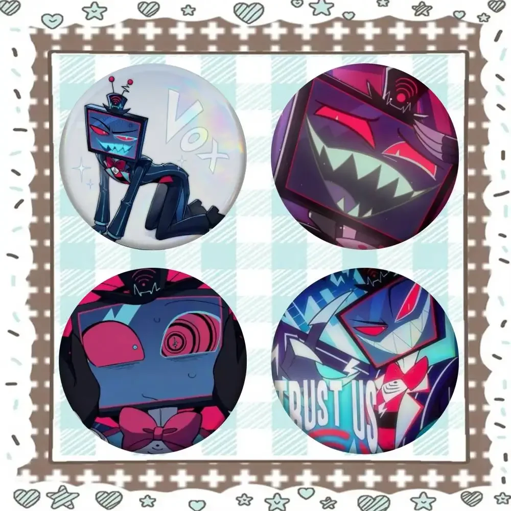 Hazbin Vox H-HotelS Trust Us Badge Tinplate Meme Round Brooch For Hat Bag Creative Lapel Jewelry Accessories Gifts