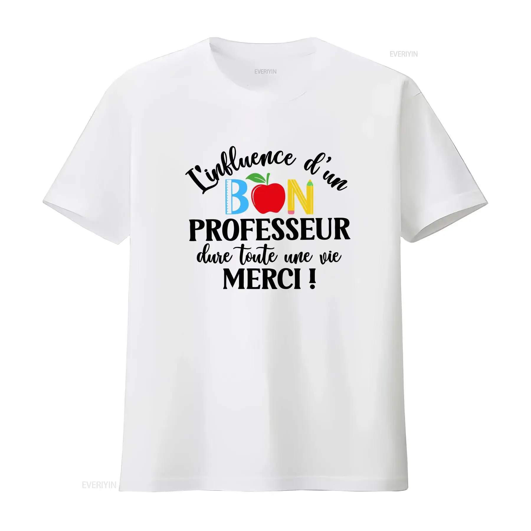 L'influence D'un Bon Professeur Dure Toute T shirt Une Vie Merci Teacher Funny French Apprectition  vintage Washed