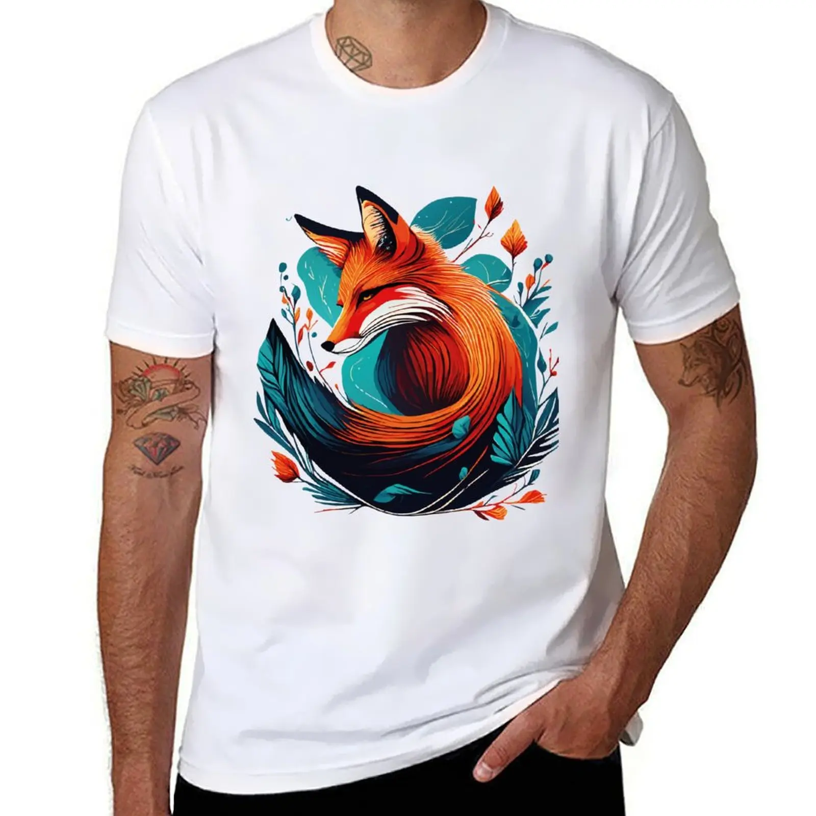 

Foxy Elegance: Enchanting Fox Collection T-Shirt vintage graphic tee for a boy anime stuff Men's clothing