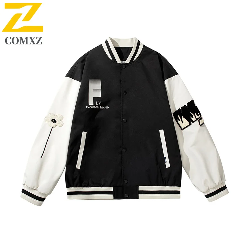 

EiAO Jacket Couple's Baseball Waterproof Windproof Loose Streetwear Coat for Teens Camping Hiking Fishing Trendy Youth Fashion