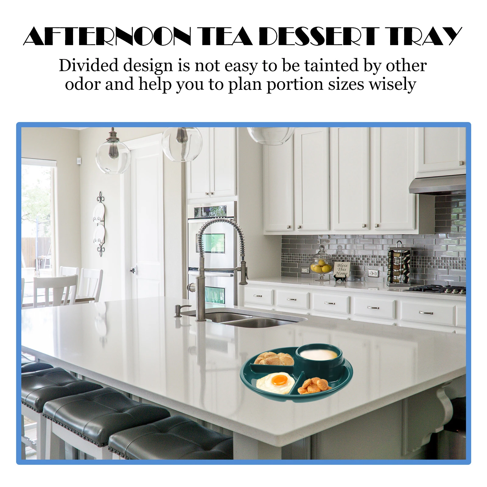 

Divided Dining Plate Multi-Grids Design for Breakfast Lunch Diet Food Serving Bpa Free Sturdy PP Material Smooth Edges Home