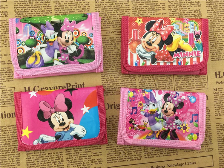 Disney Cars Kids Three Folded Short Wallet Cartoon Coin Purse Princess Mickey Minnie Cartoon Cute Money Clips Id Card Holder