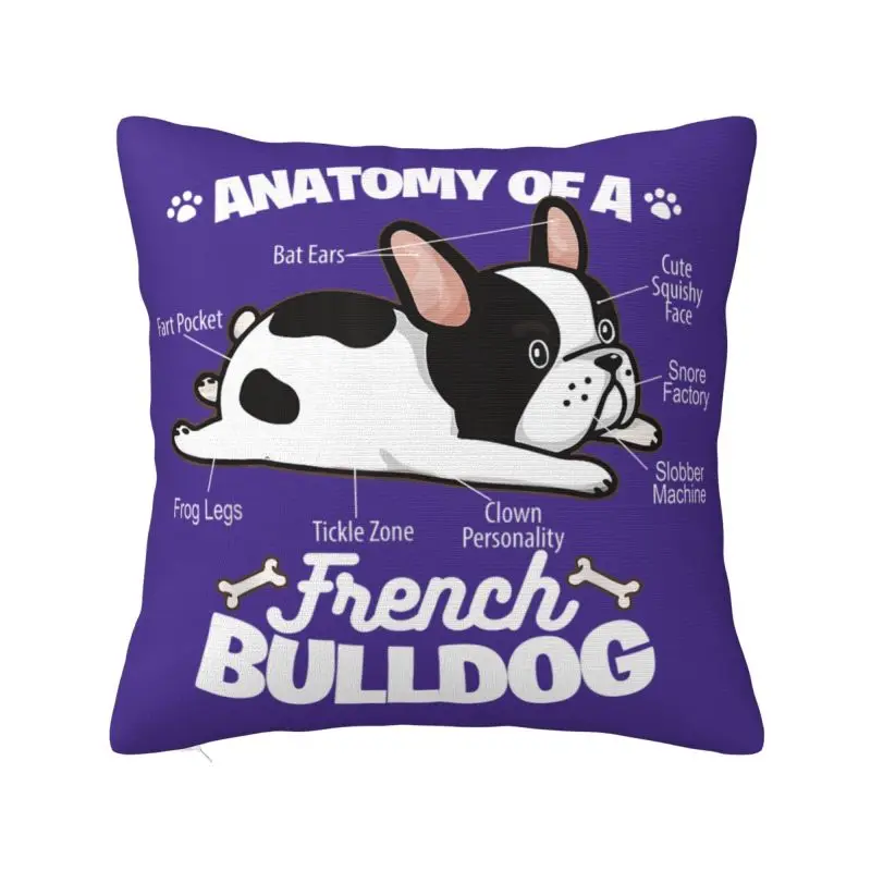 

Anatomy Of A French Bulldog Pillow Case 40x40cm Decorative Pet Animal Dog Luxury Cushion Cover Car Pillowcase