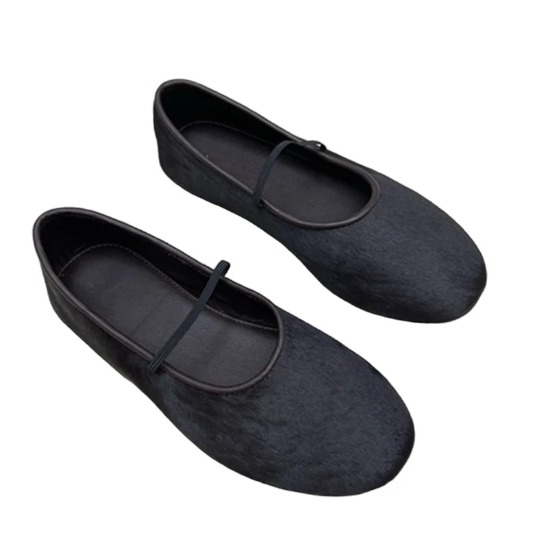 

Withered 2025 Summer Women's Shoes Minimalist Genuine Leather Flat Bottomed Soft Ballet Shoes Retro Round Toe Mary Jane Shoes