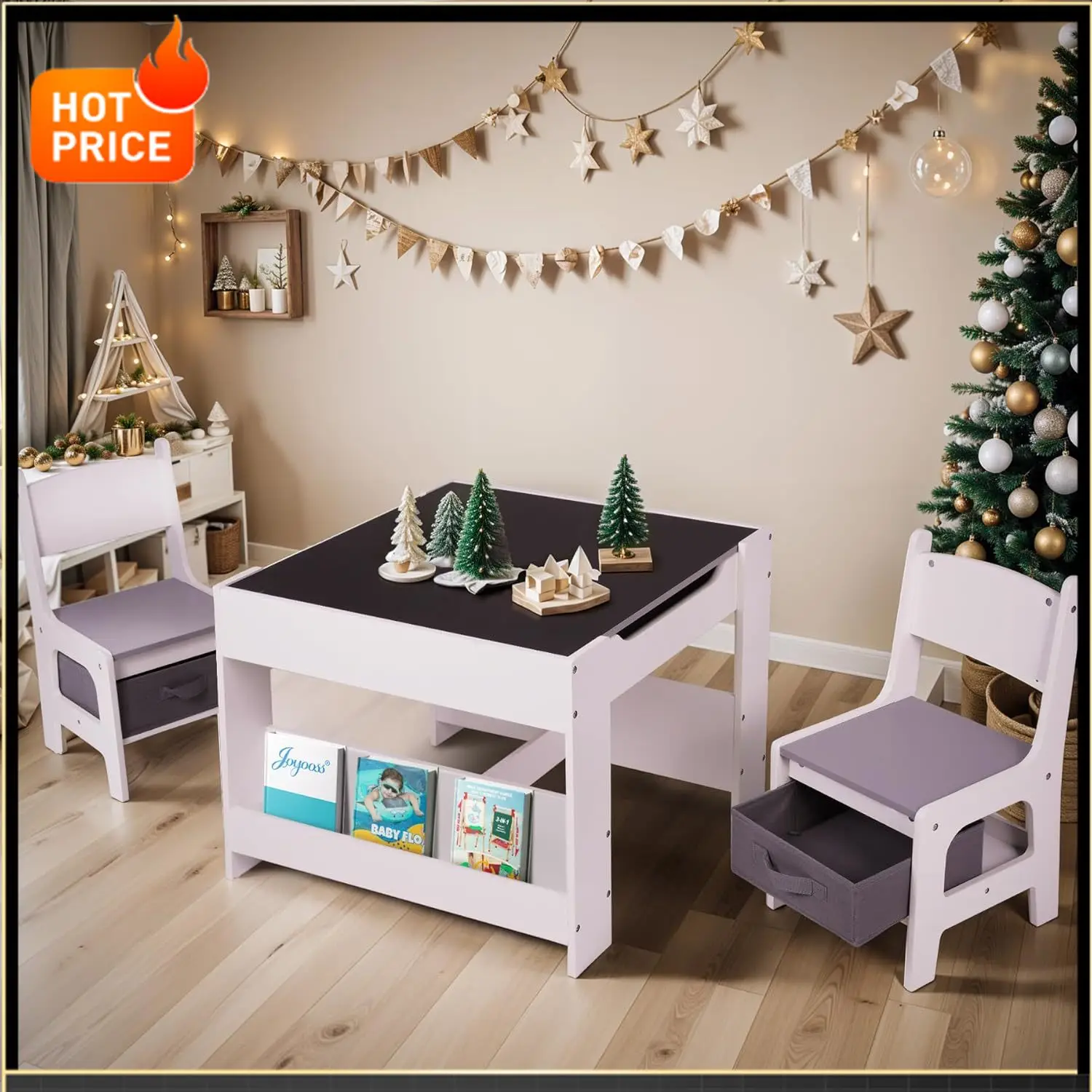 

BestsellerBestsellerKids Table and Chair Set,4 in 1 Wooden Kids Table and Chairs Ages 3-7,Toddler Table with Storage Kid Desk an