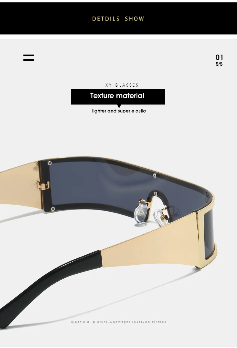 Kleine Steampunk Rechteckige Sonnenbrille für Herren 2026 Luxusmarke Y2K Punk Shield Sonnenbrillen für Männer Vintage Goggle Shade UV400 – Detail 11