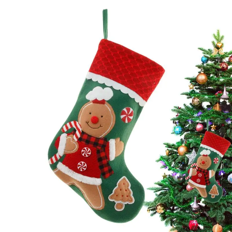 Christmas Tree Stockings Large Stockings Farmhouse Classic Gingerbread Man Holiday Stocking Party Supplies Fireplace Stockings