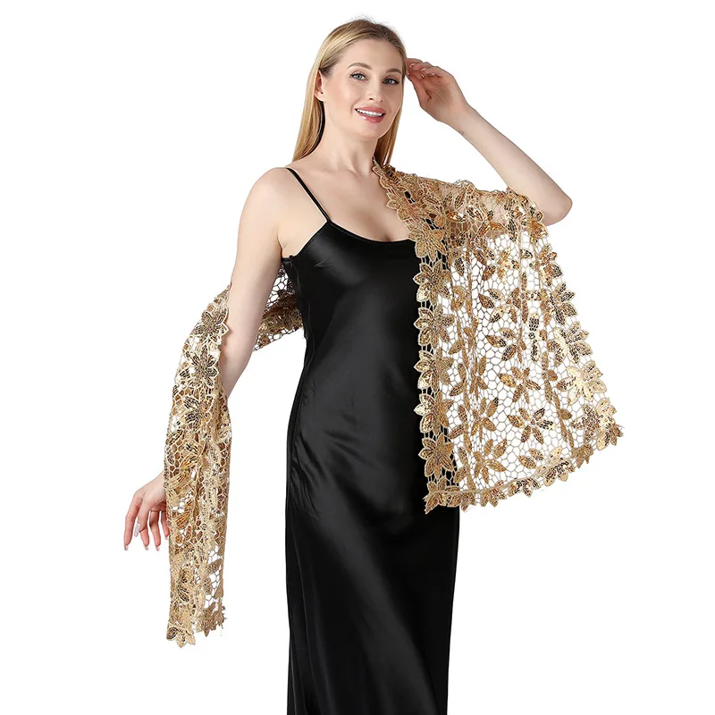 Shiny Sequin Tassel Shawl Wrap Dinner Party Shawl Wedding Bride Shawl Evening Dress Scarf