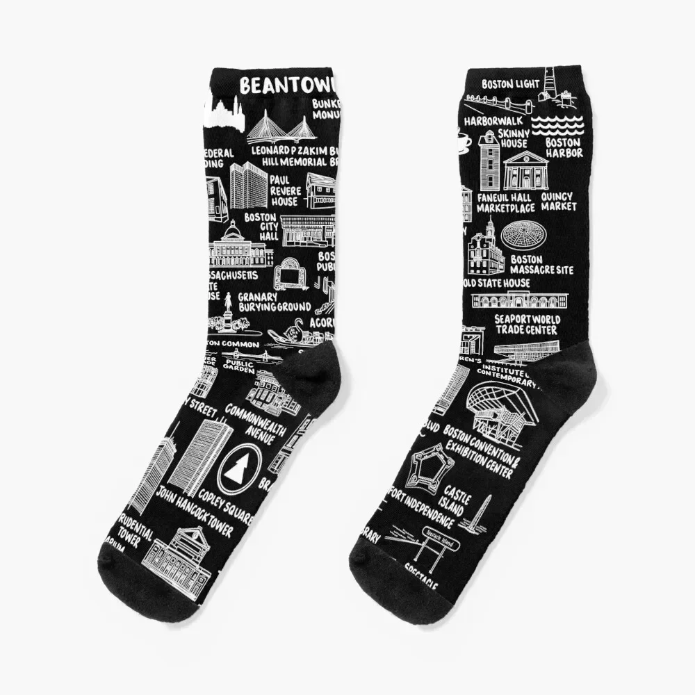 

Boston Map Socks gifts gym sports and leisure new in's Socks For Man Women's