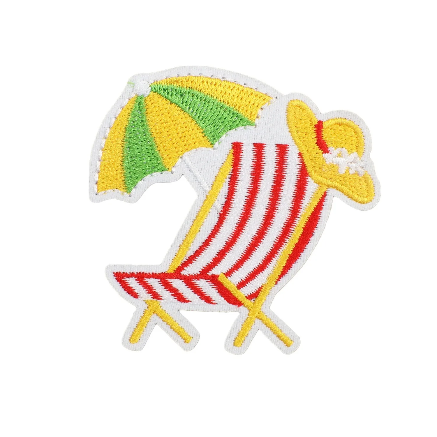 Beach Vacation Series Cartoon Embroidery Iron on Patches Tropic Scenery Surfboard Swim Ring Cute Summer Appliques for Clothing