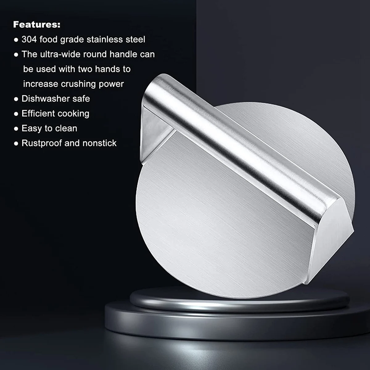 Prensa para hamburguesas de acero inoxidable, 5,5 pulgadas, batidora redonda para hamburguesas, prensa no adhesiva para tocino y parrilla para filetes,