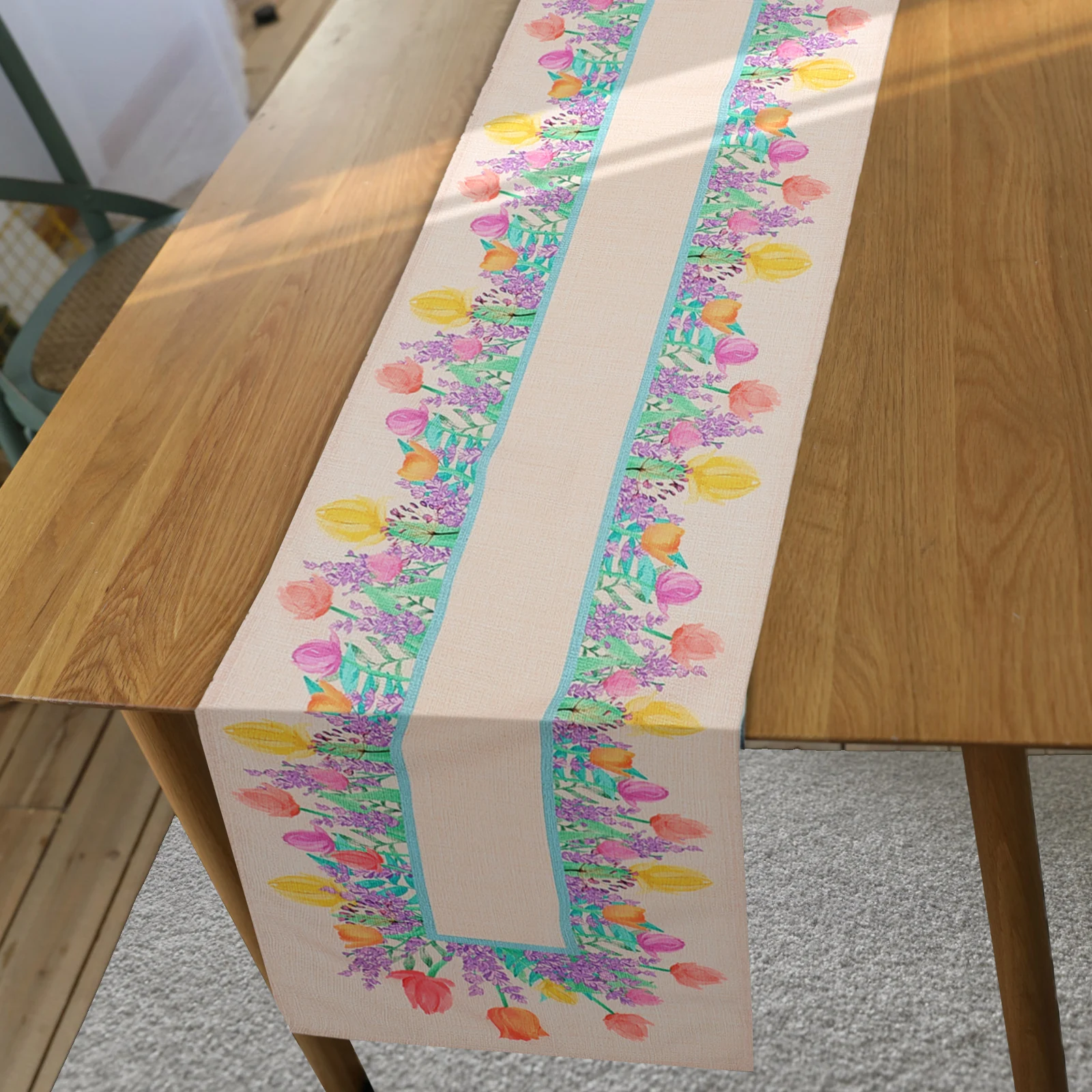 

Floral Waterproof Table Runner Decorative Tablecloth Pongee Home Party Garden Bride Desktop Household Longevity Practical Wear