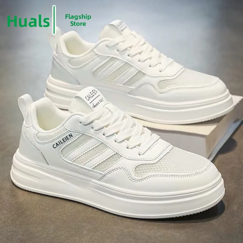 

Men's Summer Mesh Breathable Fashionable Casual Thick Bottom Heightening White Board Shoes Sports Sneakers Korean Style round...
