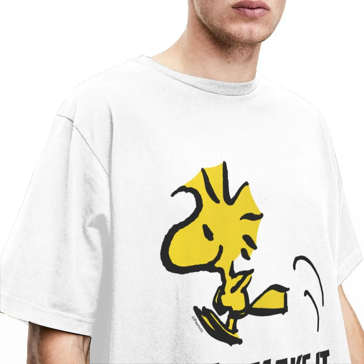 Men Women\'s Peanuts Woodstock Jumping T Shirts Merchandise 100% Cotton T-shirt Clothes Hipster Tee Shirt Adult