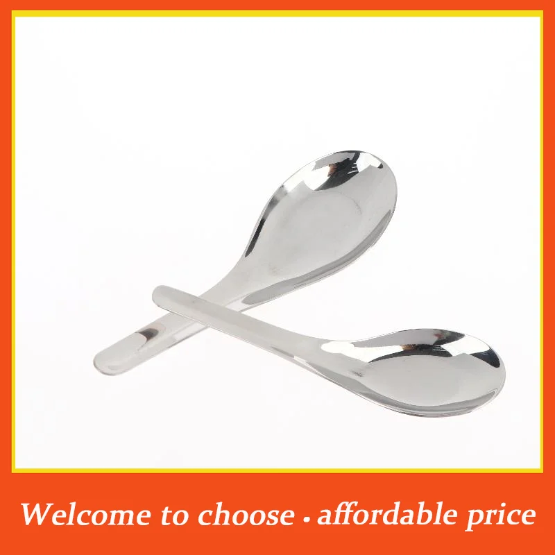 **2Pcs Stainless Steel Flat Bottom Spoons Long Handle Smooth Scratch Resistant Dishwasher Safe Rice Soup Spoon Kitchen Tableware