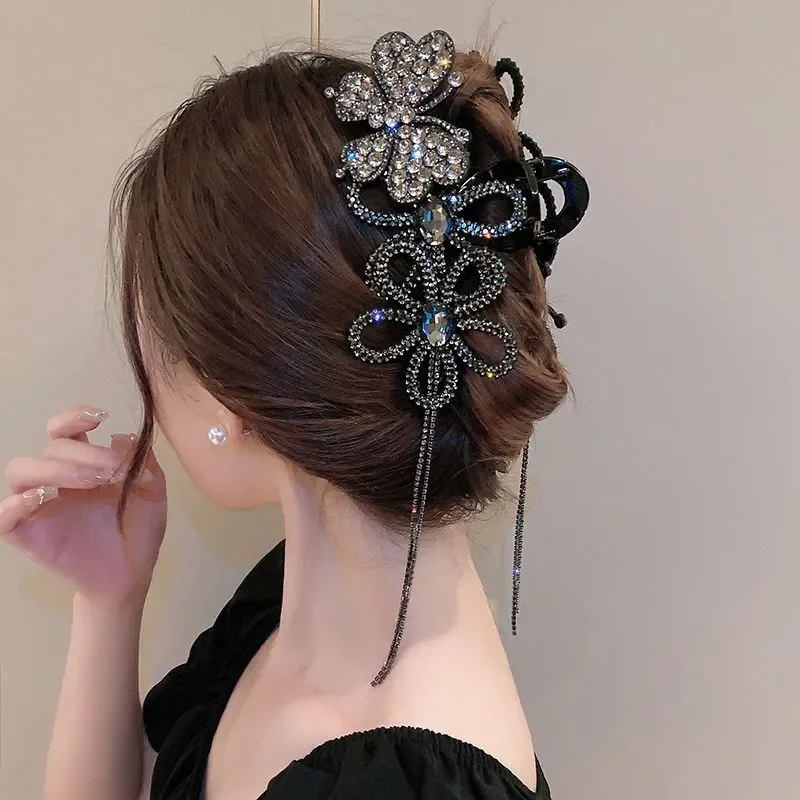 Korean Style Casual Hair Claws Headwear Ladies New Hair Accessories Women Super Sparkling Flower Butterfly Tassel Hair Clips - Image 6