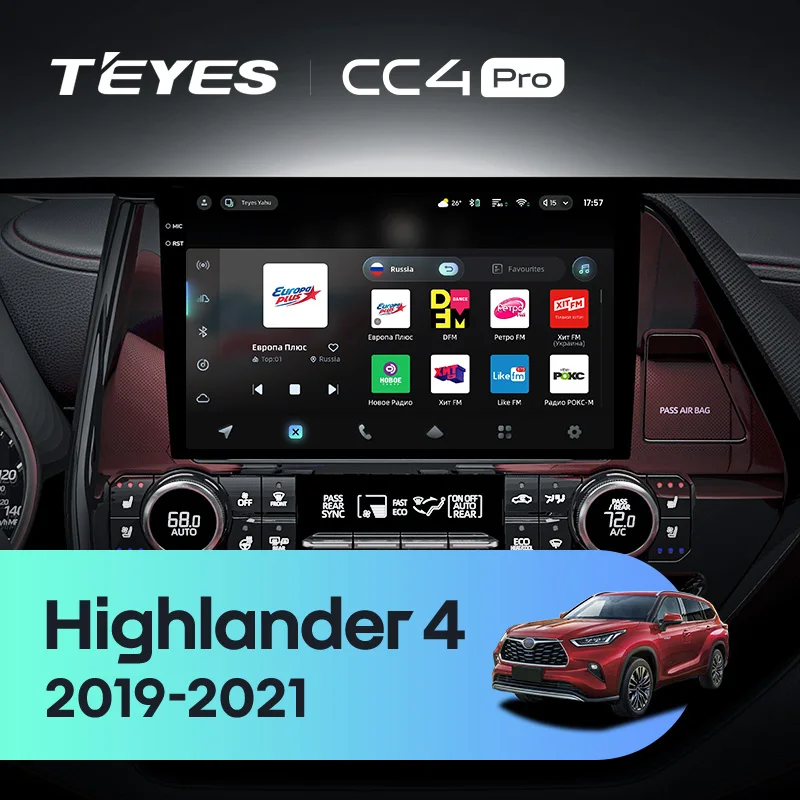 TEYES CC4 PRO For Toyota Highlander 4 XU70 2019 - 2021 CarPlay Radio Multimedia Stereo Car play Android Auto 2DIN Autoradio