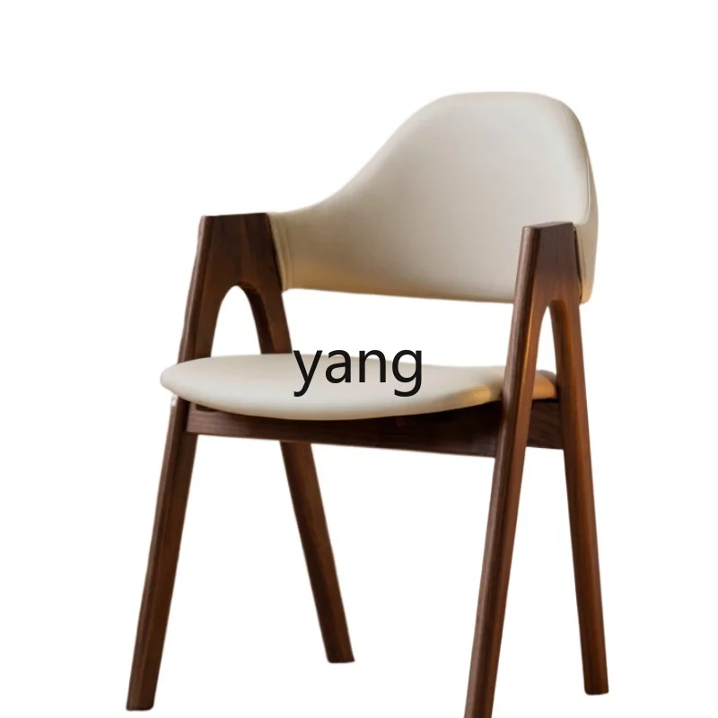 Yjq Solid Wood Dining Chair Black Walnut Study Chair Simple New Chinese Household Soft Bag Armchair