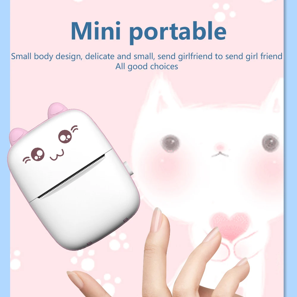 Meow Portable Mini Printer Thermal Label Printers Bluetooth Wireless Printing Inkless Stickers Paper 57mm Impressora Portatil