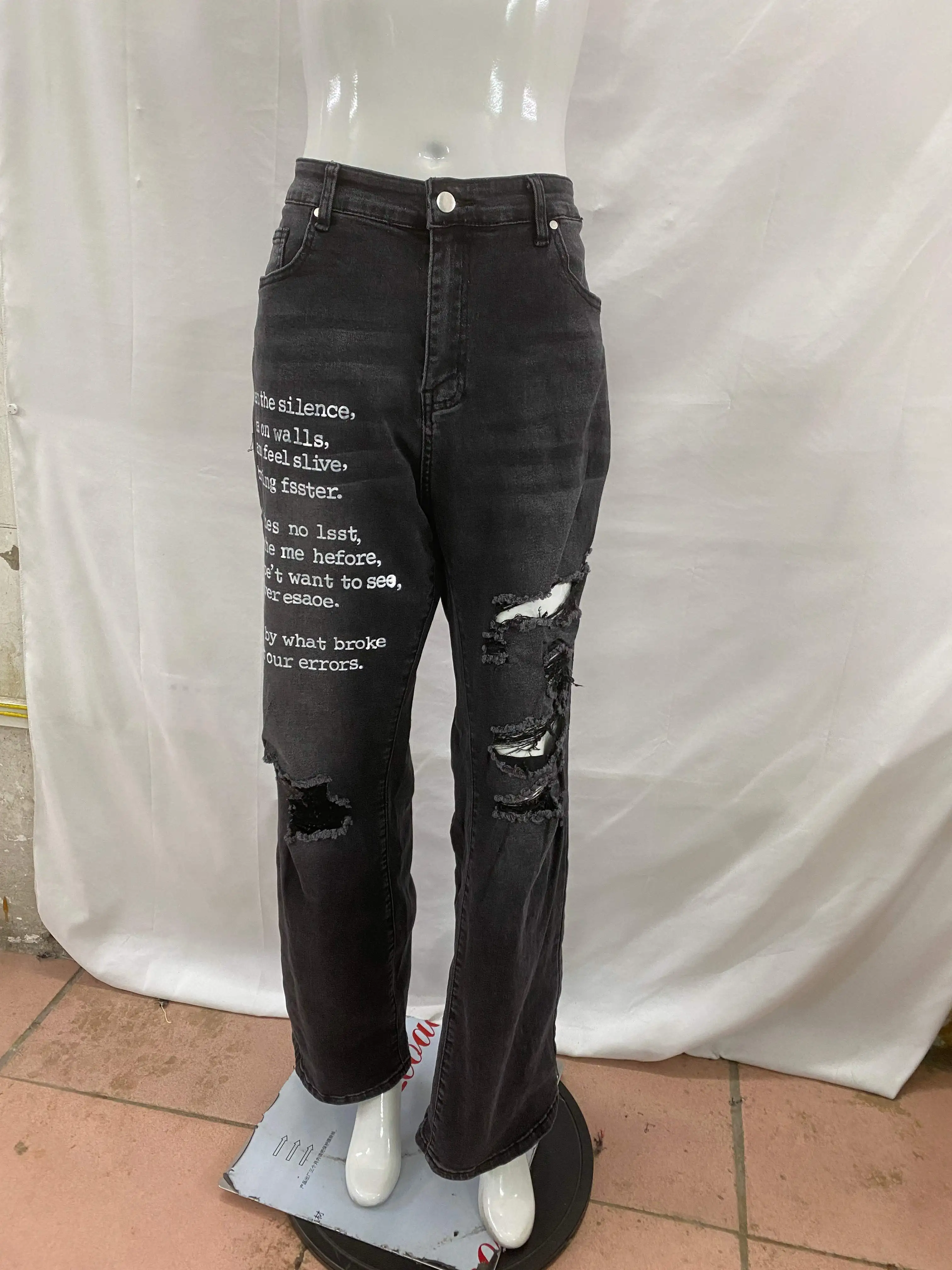 

Gothic Street Ins Fashion Harajuku Trendy Bottom Wear Wear Printed Straight leg Jeans Men's and Women's Y2k Clothing