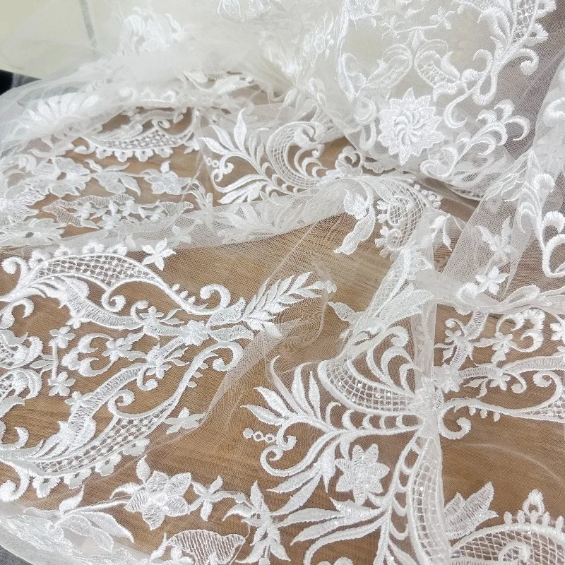 1-yard-transparent-sequin-mesh-embroidered-lace-fabric-for-wedding-dresses-and-wedding-flower-decorations-premium-lace-material
