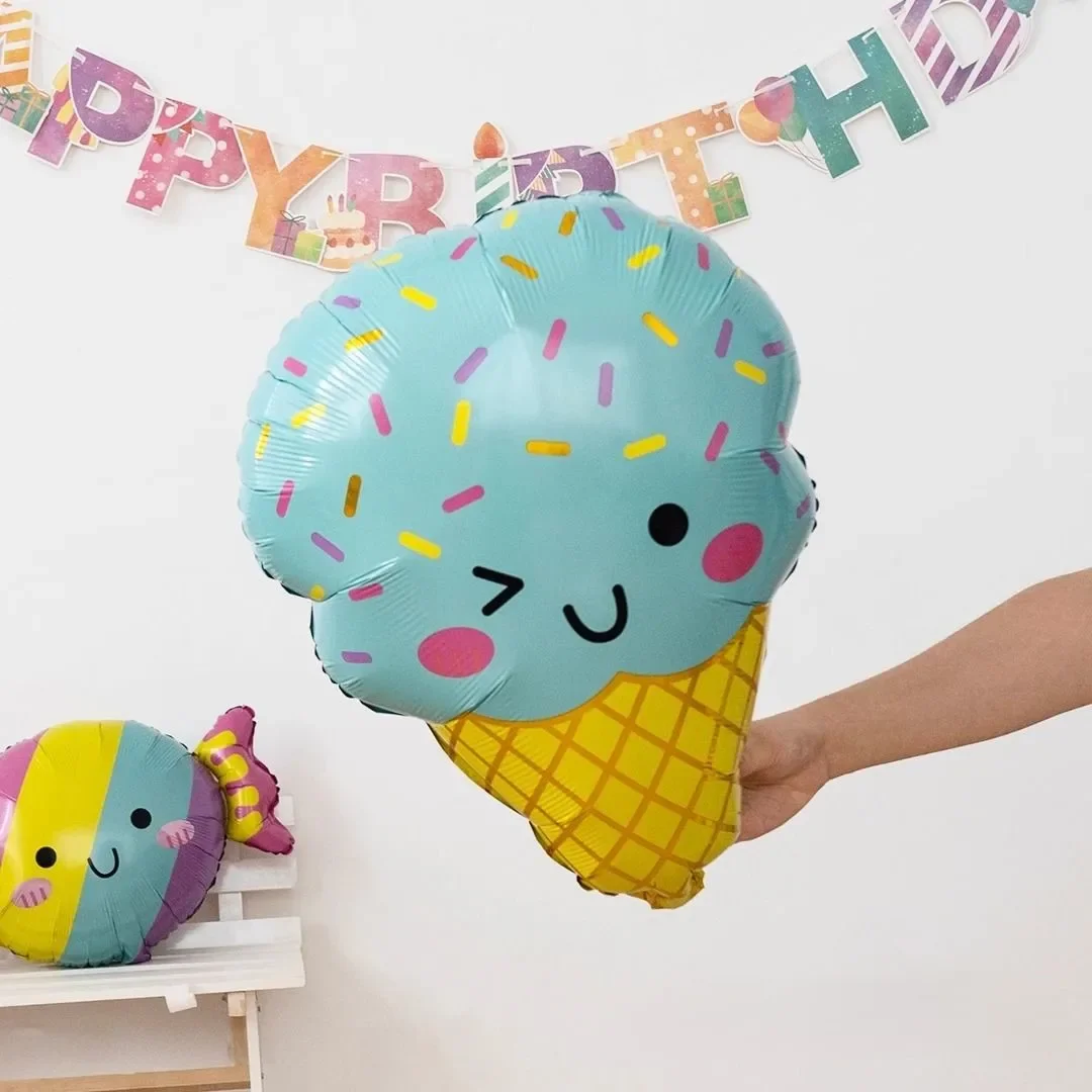 Bunte Sommer-Bonbon- und Eiscreme-Themenballons Rosa Geburtstags-Prinzessinnen-Schokoladen-Donut-Folienballons-Set – Detail 14