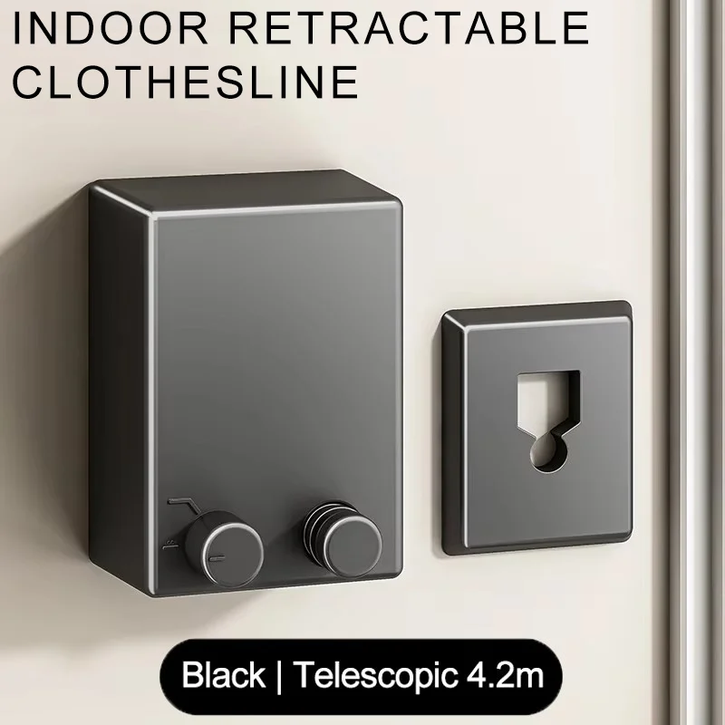 Tendedero retráctil Invisible para balcón, sin agujeros, artefacto para ropa, estante para ropa de alambre telescópico para interiores