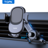 TOPK Phone Holders for Your Car - Adjustable Air Vent Phone Mount for All Smartphones, 360° Rotation and One Button Release