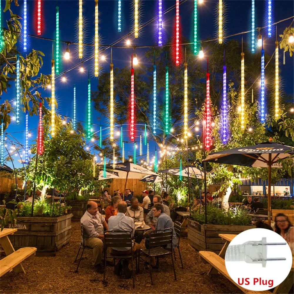 US Plug Meteor Shower Led String Lights Street Garlands Fairy Christmas Decorations for Home Outdoor Wedding Party Decor