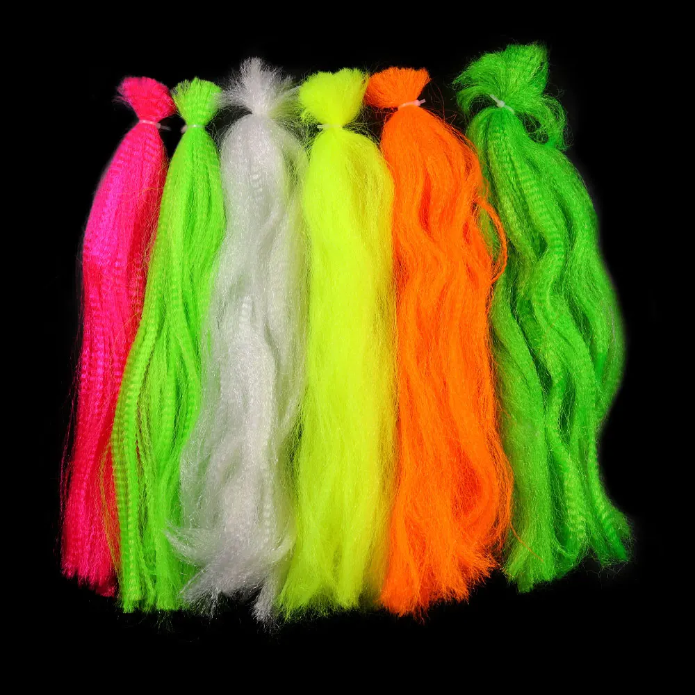 1Pack Lange Schimmer Slinky Faser Gewellte Synthetische Haar Bucktail Jig Lockt Salzwasser Streamer Köder Fisch Fliegen Binden Material – Detail 10