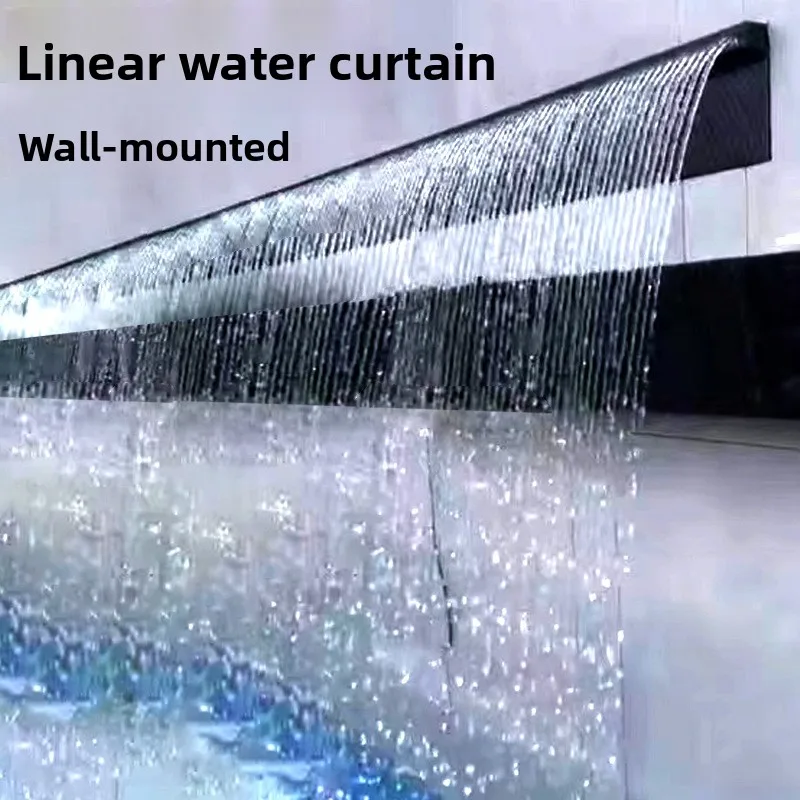 Water Curtain Nozzle Linear Fountain Waterfall Outlet Rain Curtain Water Feature for Garden Pond Pool Indoor Outdoor Decoration