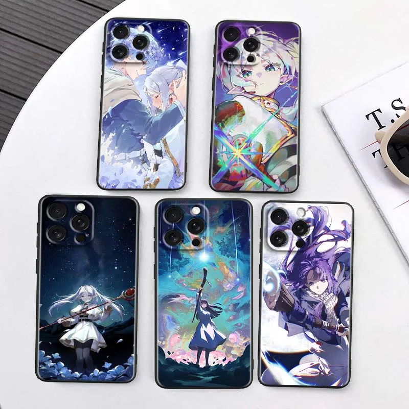 

F-Frieren Anime popular Art Phone Case For Apple iPhone 16 16E 15 14 13 12 11 XS X Pro Max Plus Black Soft Silicone Cover